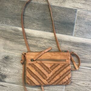 Day and Mood sold by Anthropologie Tan Chevron Crossbody